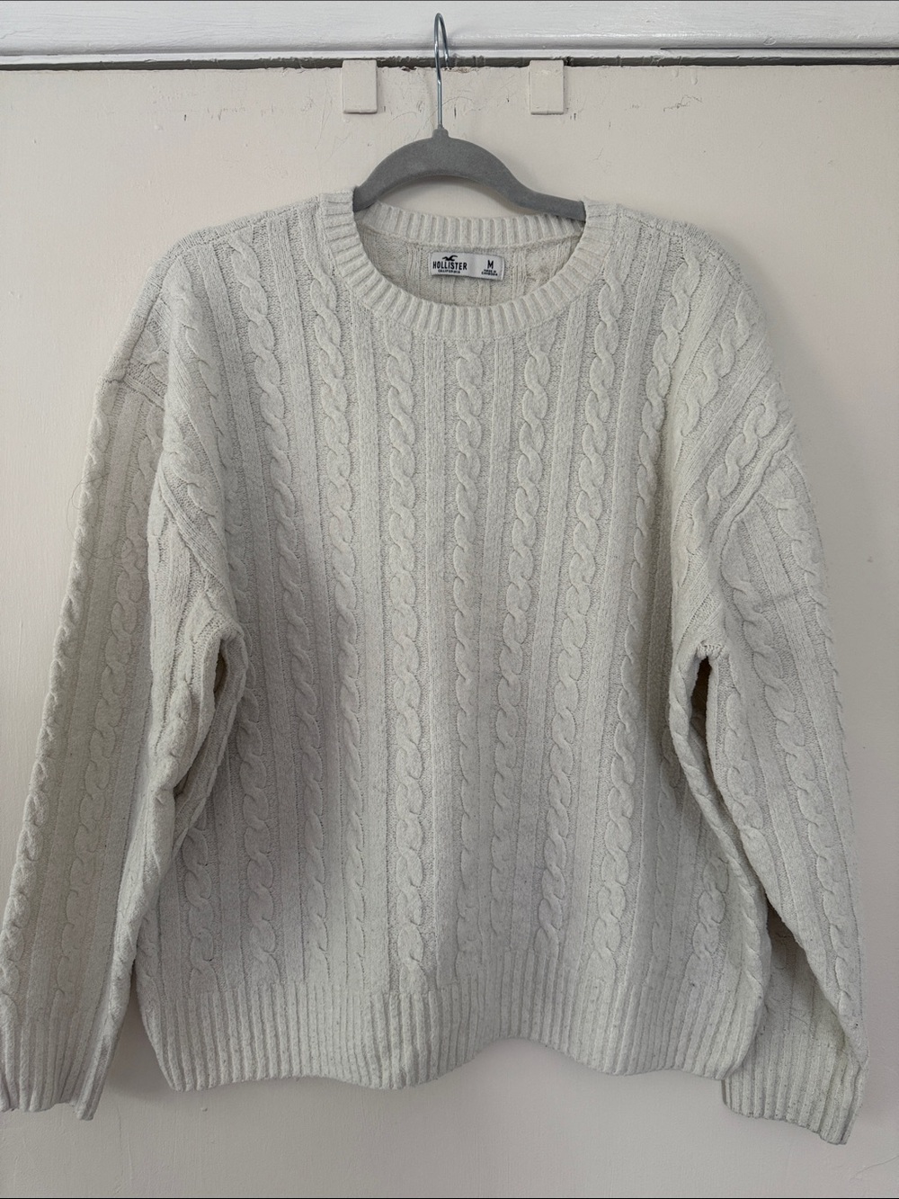 Hollister Cream Cable-Knit Crewneck Sweater